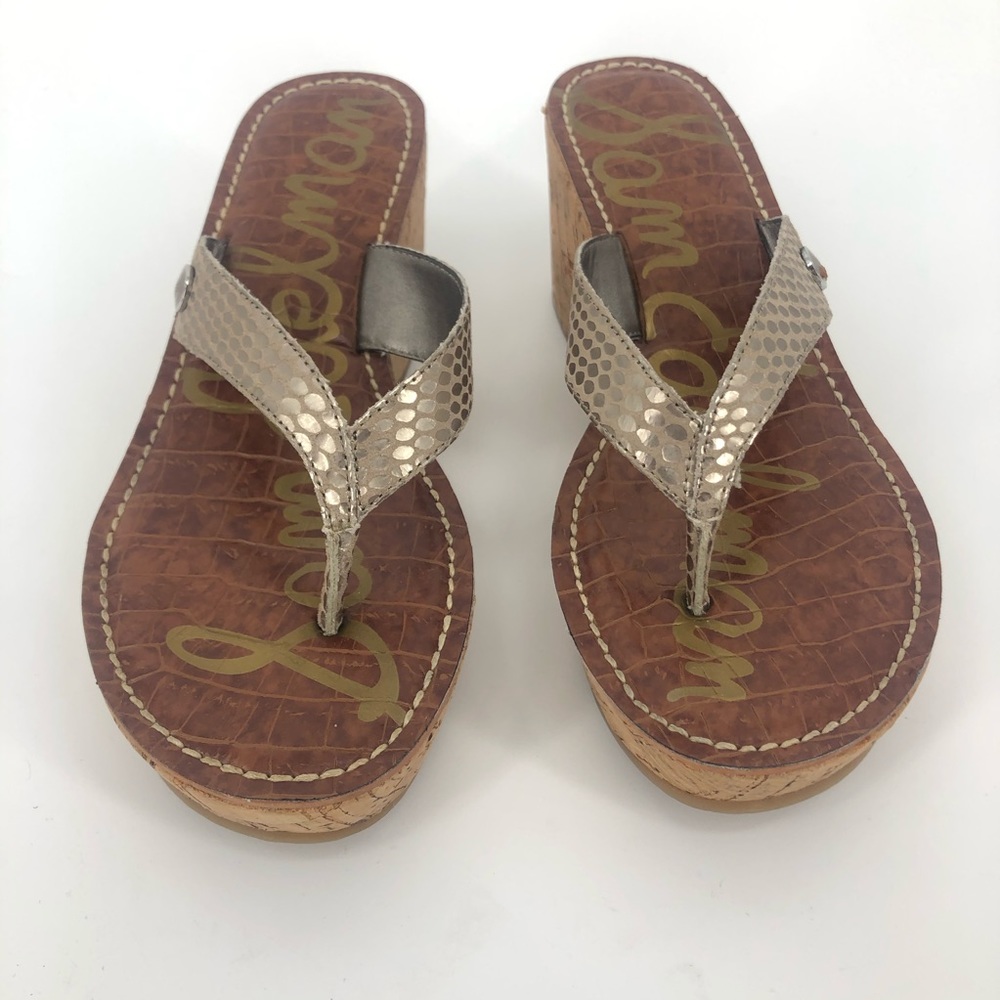 Sam Edelman ROMY Cork Platform Wedge Sandals, EUC